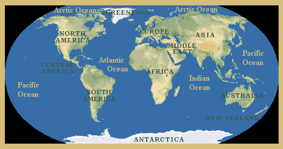 Continents & Ocean Map